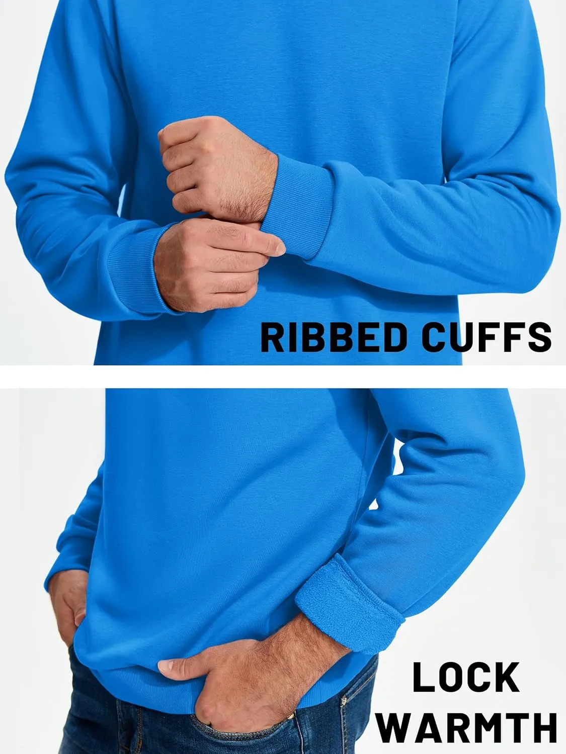 TACVASEN Men's Long Sleeve Crewneck Sweatshirt Winter and Fall Casual Warm Sweatshirt Fleece Lined Pullover
