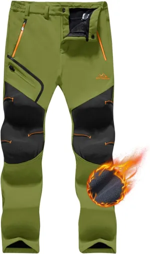 TACVASEN Men's Snow Ski Pants Fleece Lined Winter Hiking Pants Water Resistant Insulated Snowboard Work Outdoor