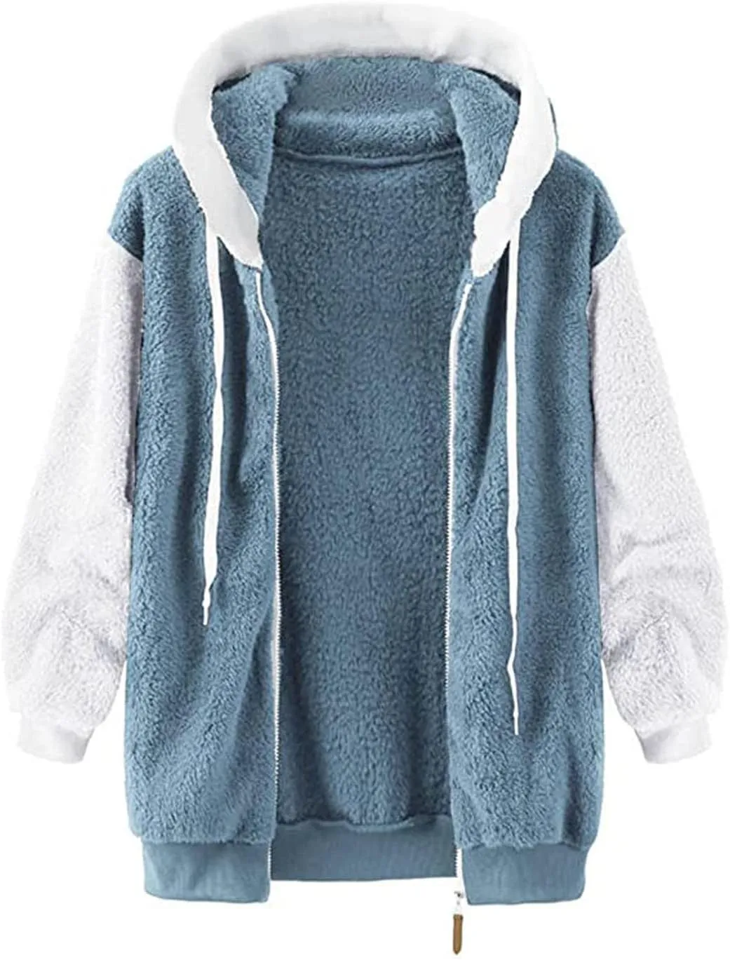 TANGNADE Warm Sherpa Lined Coats Jackets for Women Winter Plus Size Hooded Faux Coat Fuzzy Zip Up Outwear Outfits
