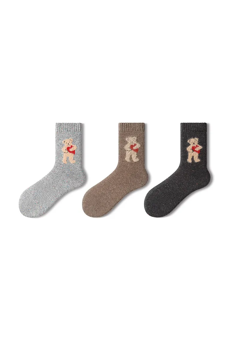 Thick Cotton Wool Blend Crew Socks Set with Animal Patterns_3-Pack