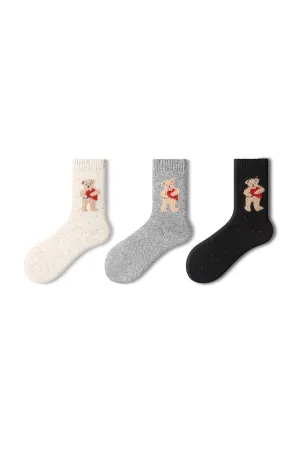 Thick Cotton Wool Blend Crew Socks Set with Animal Patterns_3-Pack