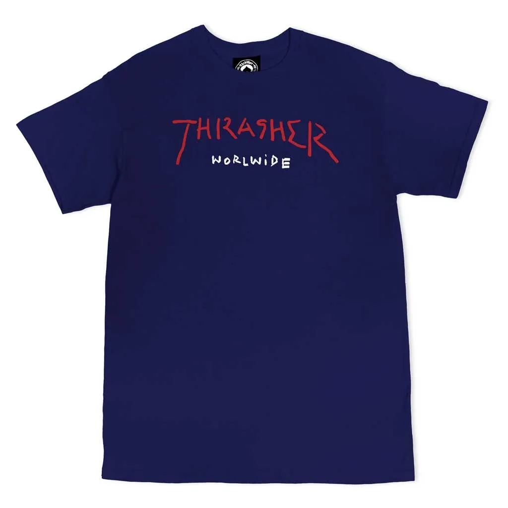Thrasher Worldwide S/S Tee - Navy/Red