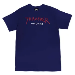 Thrasher Worldwide S/S Tee - Navy/Red