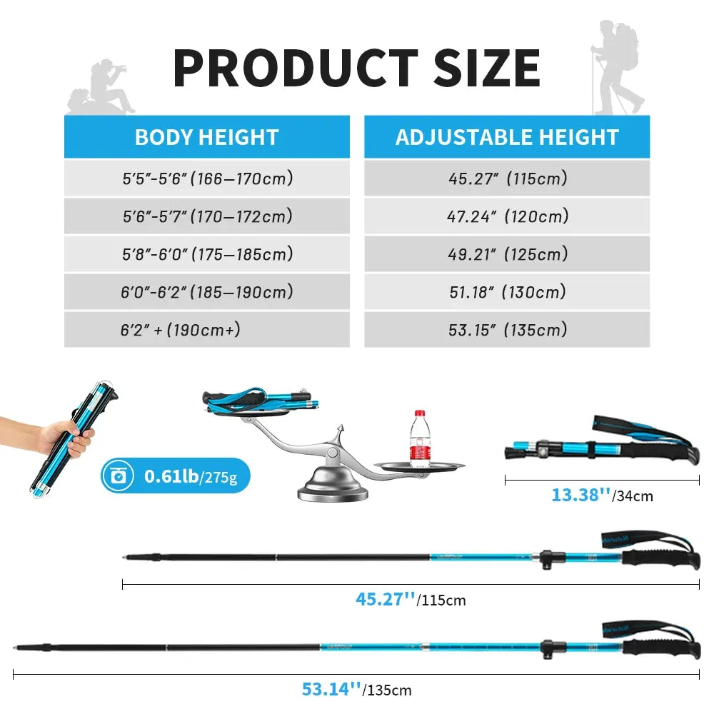 Three Sections Folding Trekking Poles for Hiking