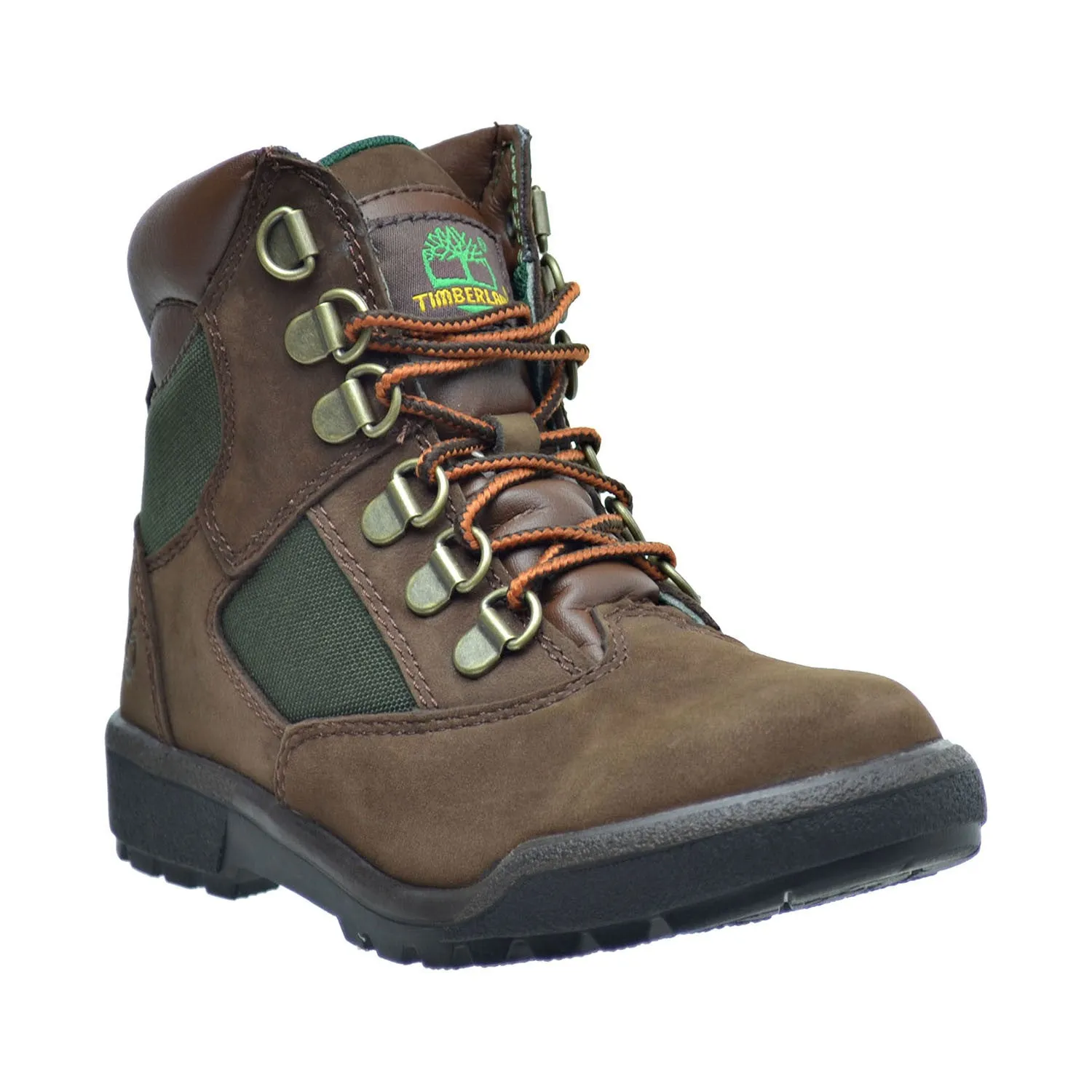 Timberland 6 Inch F/L Field Little Kid's Boots Brown Nubuck/Green