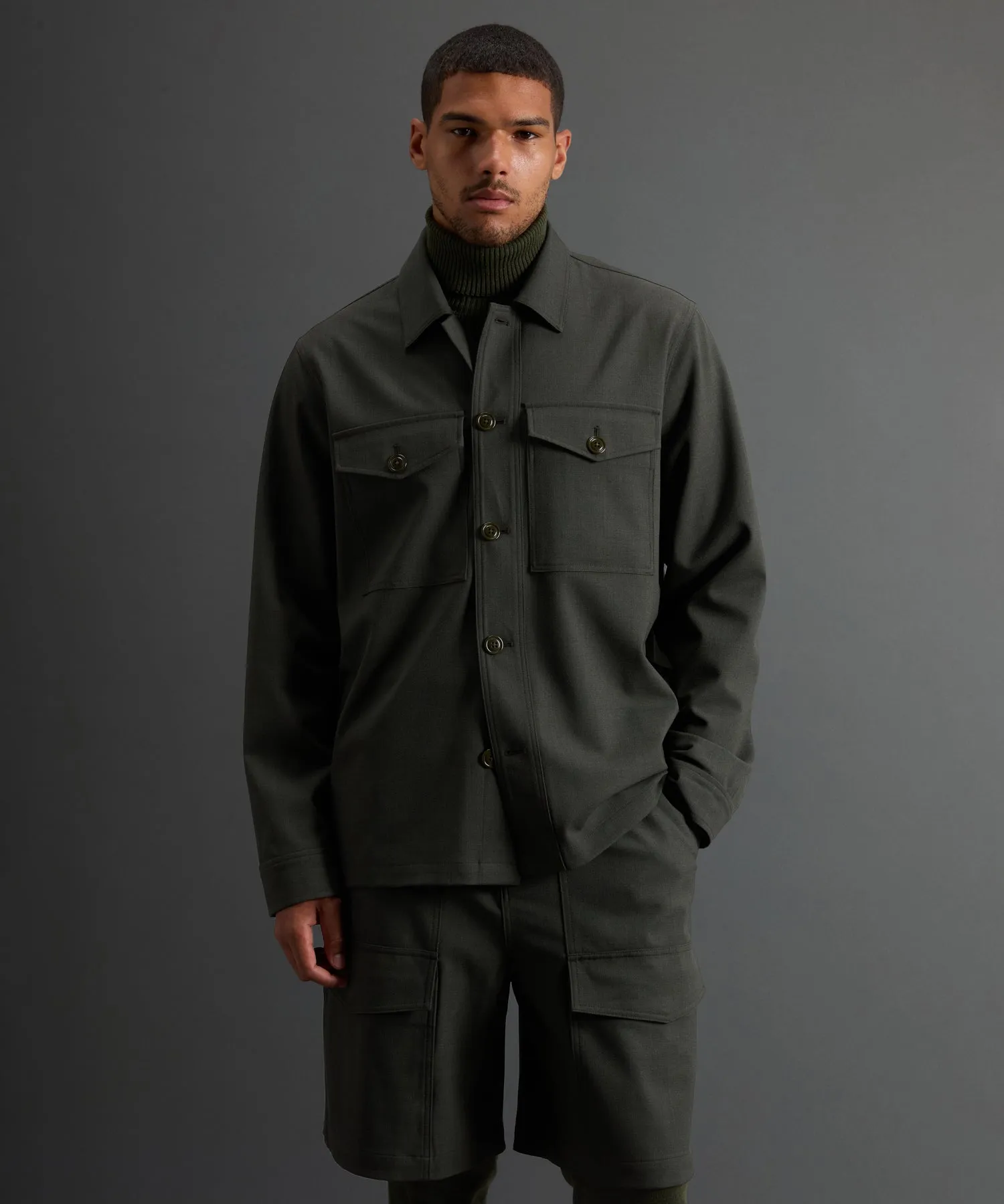 Todd Snyder X Woolrich Twill Camp Shirt in Olive