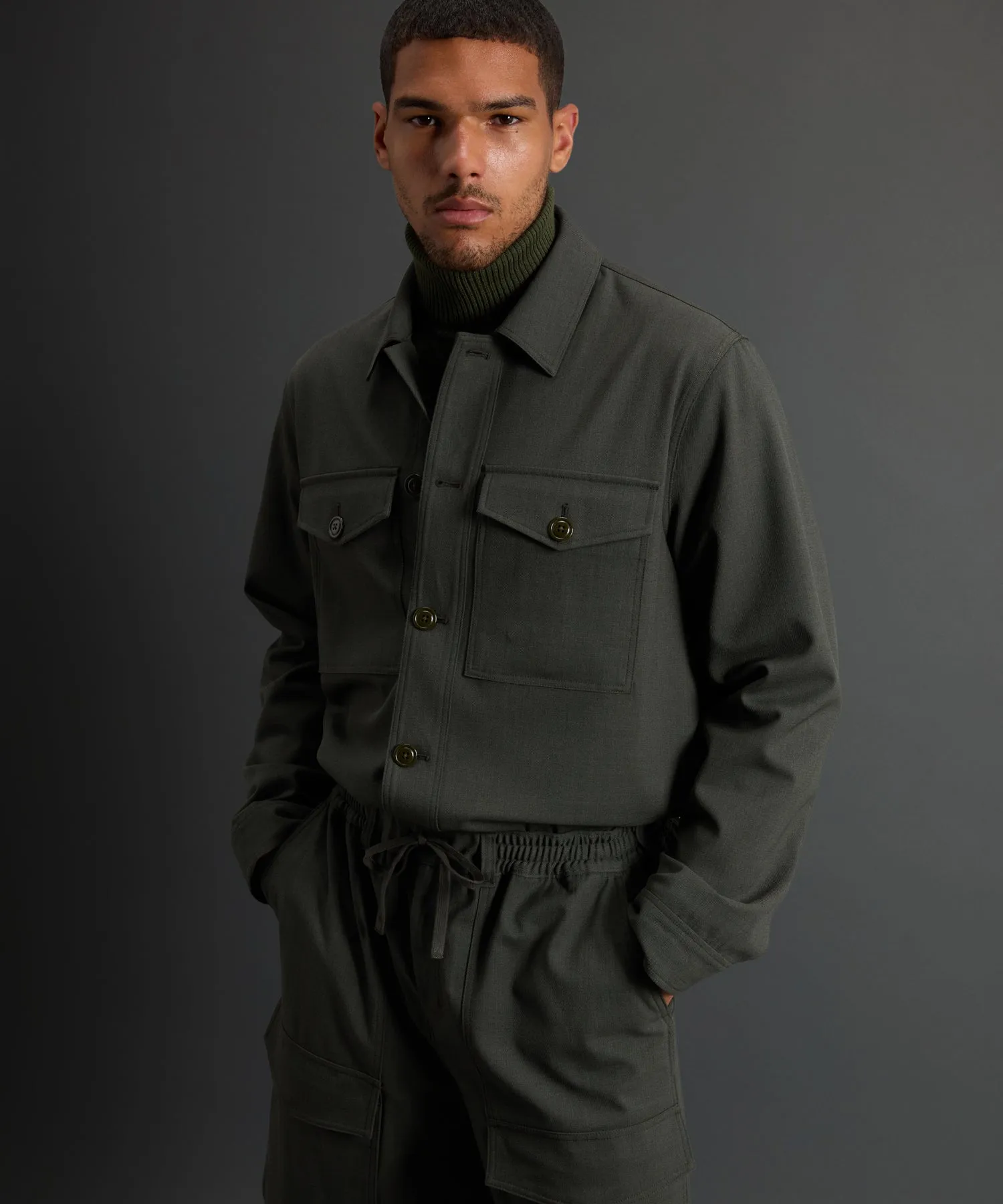 Todd Snyder X Woolrich Twill Camp Shirt in Olive