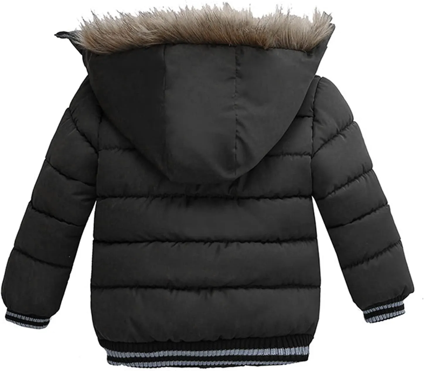 Toddler's Winter Parka Coat Fu𝐫 Collar Hood Fleece Lined Puffer Jacket Thicken Padded Down Coat Boy Snow Jacket