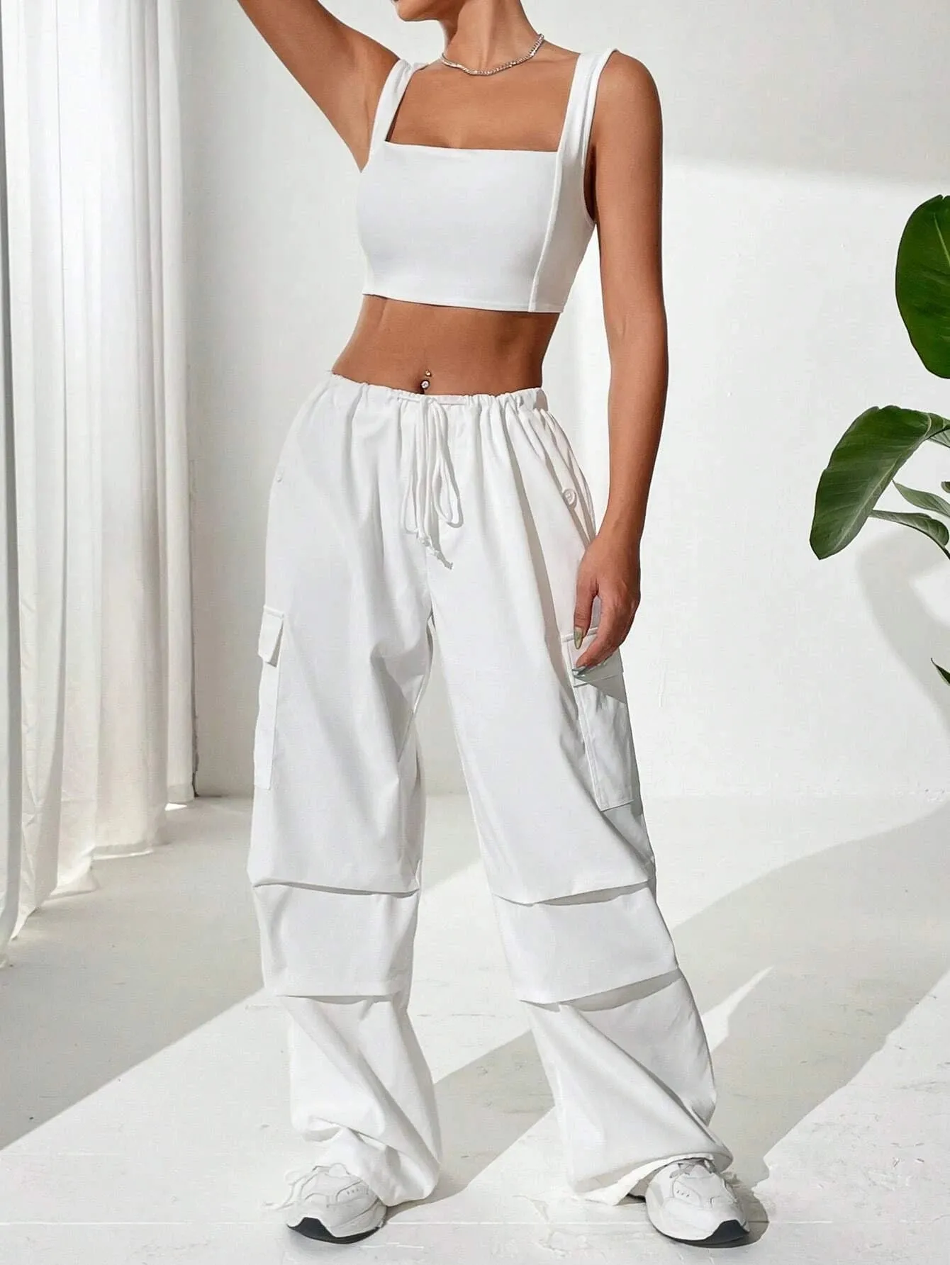Top And Drawstring Cargo Pants