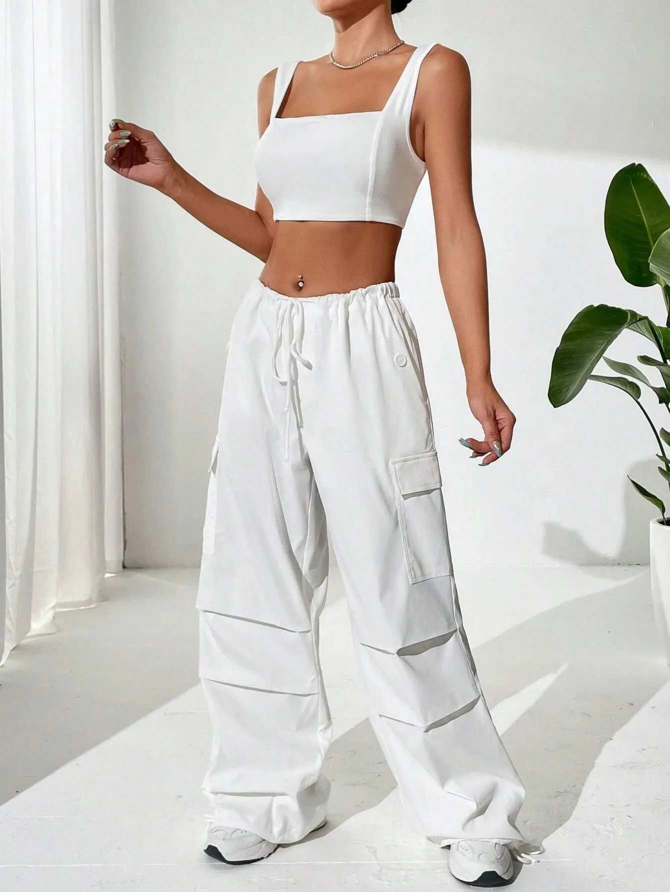 Top And Drawstring Cargo Pants