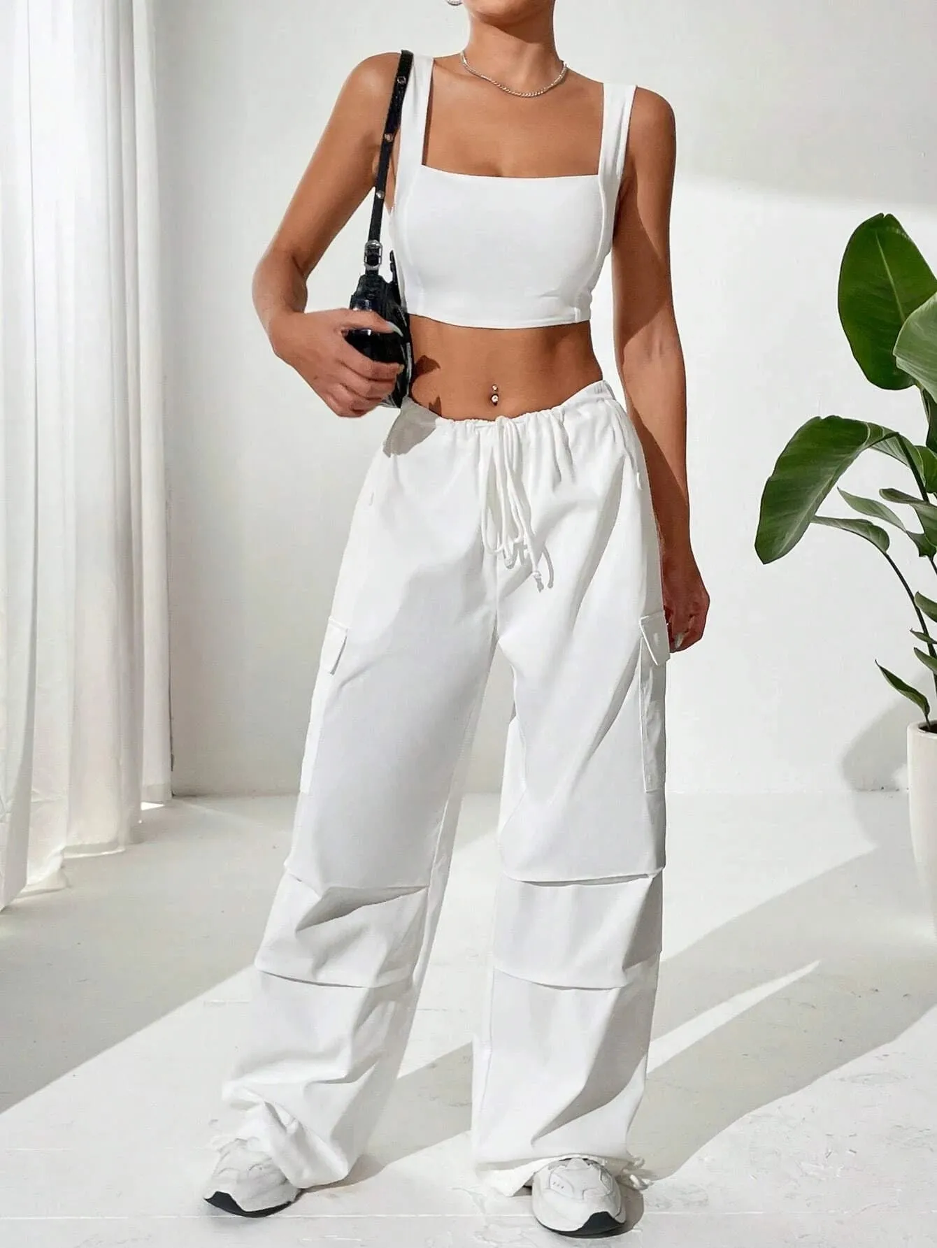 Top And Drawstring Cargo Pants
