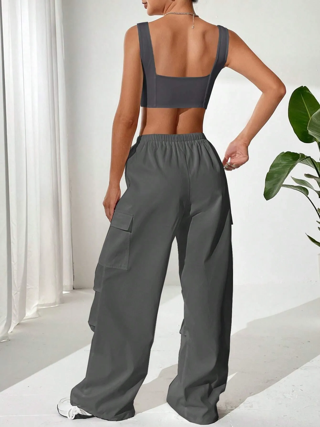 Top And Drawstring Cargo Pants