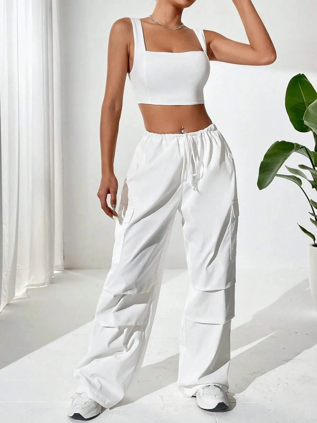 Top And Drawstring Cargo Pants