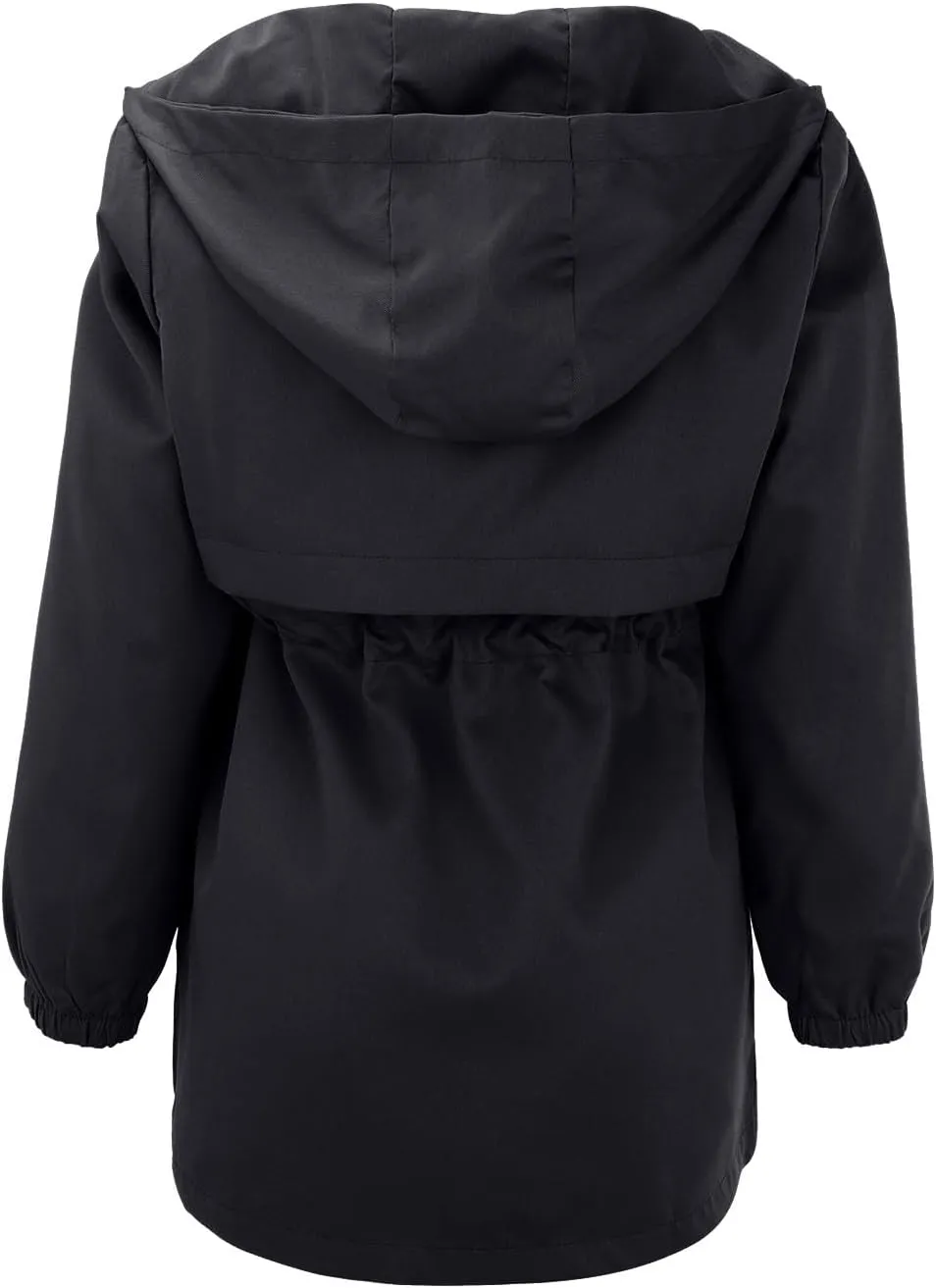 Trench Coat With Hood Women with Pockets Mid Length Windbreaker Casual Plus Size Drawstring Waist Zip Outdoor Jackets