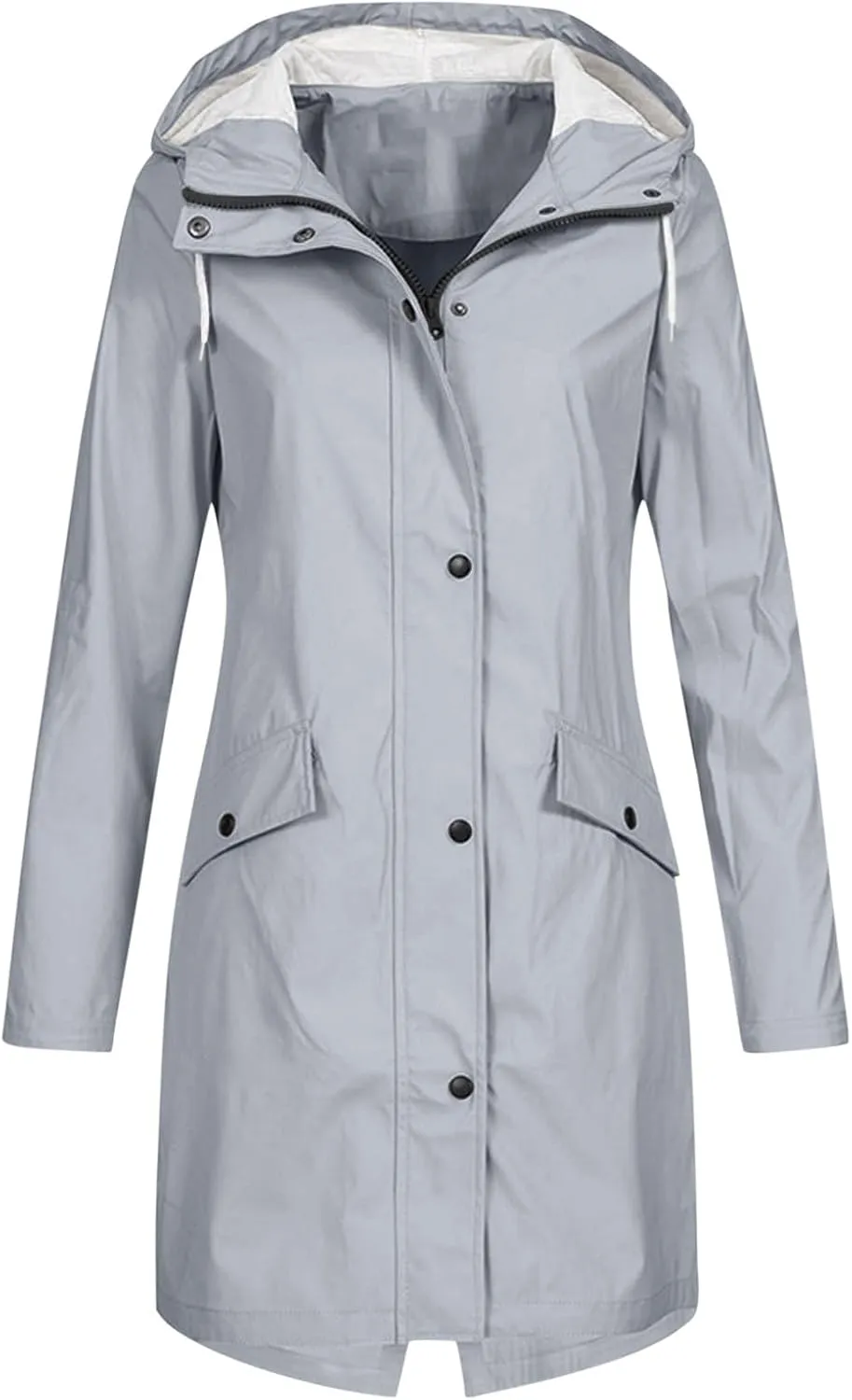 Trench Coat Women Fall Fashion 2024 Zip Up Casual Jacket Hooded Lightweight Windproof Mid Long Winter Outdoor Jackets