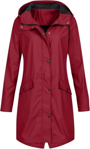 Trench Coat Women Fall Fashion 2024 Zip Up Casual Jacket Hooded Lightweight Windproof Mid Long Winter Outdoor Jackets
