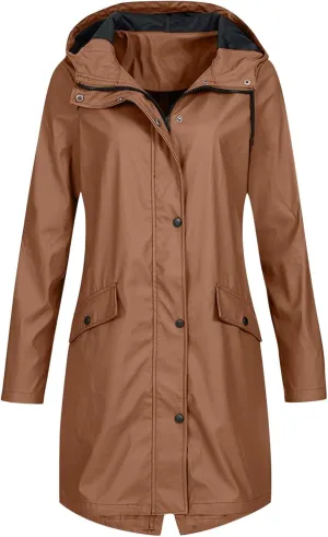 Trench Coat Women Fall Fashion 2024 Zip Up Casual Jacket Hooded Lightweight Windproof Mid Long Winter Outdoor Jackets
