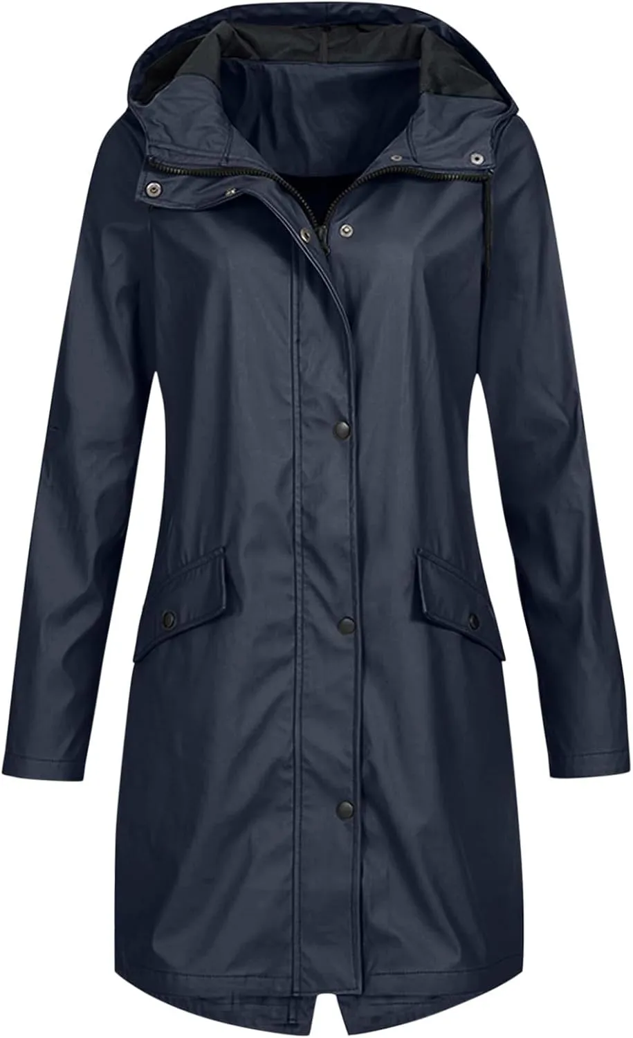 Trench Coat Women Fall Fashion 2024 Zip Up Casual Jacket Hooded Lightweight Windproof Mid Long Winter Outdoor Jackets
