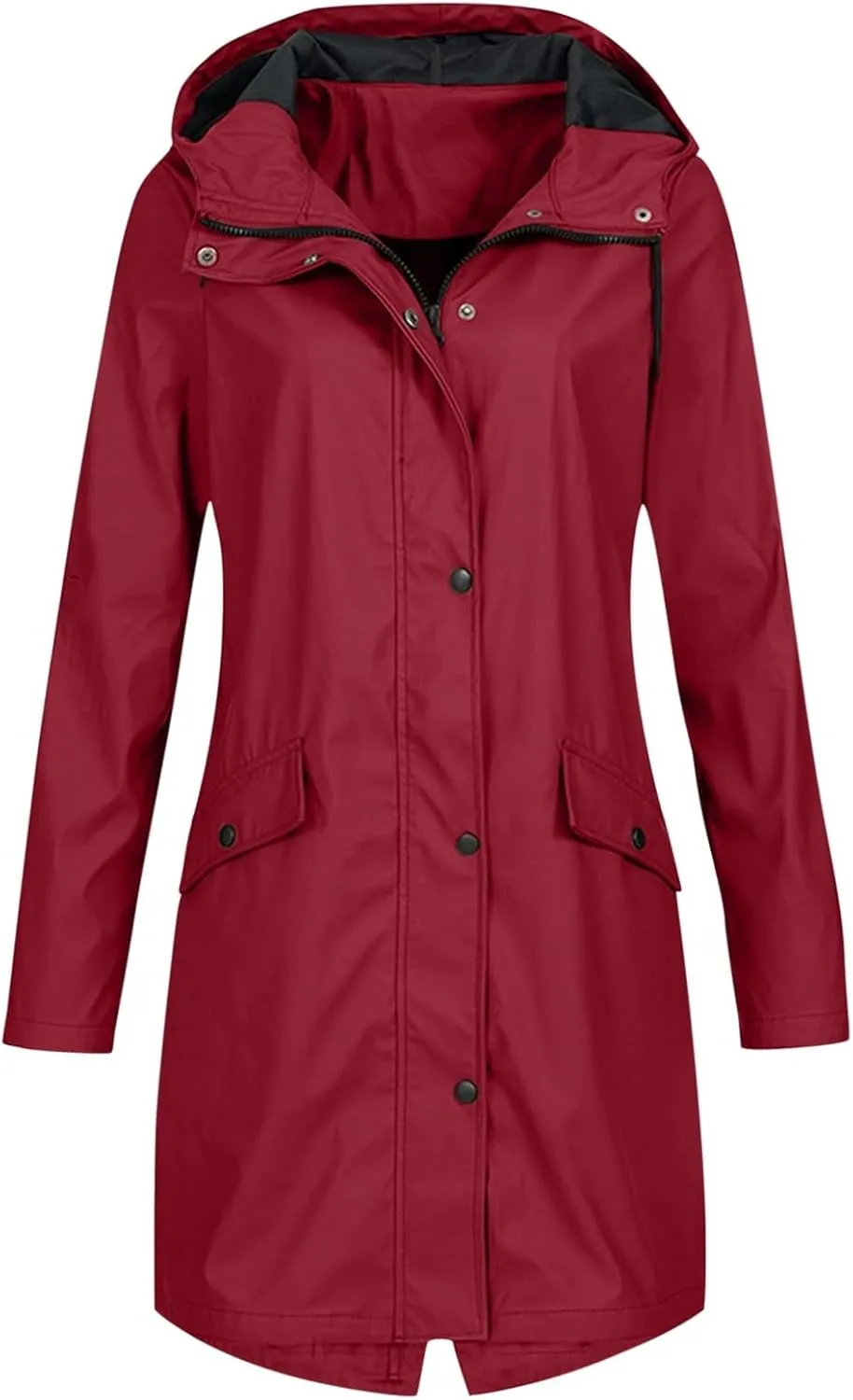Trench Coat Women Fall Fashion 2024 Zip Up Casual Jacket Hooded Lightweight Windproof Mid Long Winter Outdoor Jackets