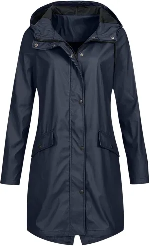 Trench Coat Women Fall Fashion 2024 Zip Up Casual Jacket Hooded Lightweight Windproof Mid Long Winter Outdoor Jackets