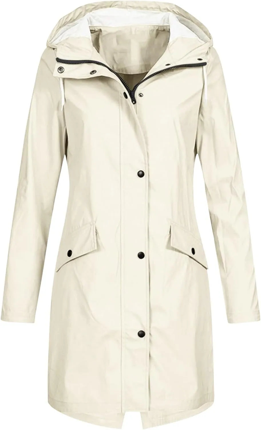 Trench Coat Women Fall Fashion 2024 Zip Up Casual Jacket Hooded Lightweight Windproof Mid Long Winter Outdoor Jackets