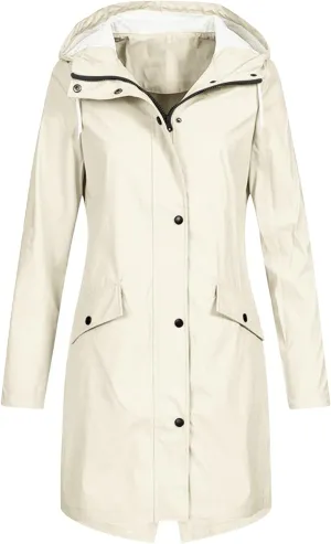 Trench Coat Women Fall Fashion 2024 Zip Up Casual Jacket Hooded Lightweight Windproof Mid Long Winter Outdoor Jackets