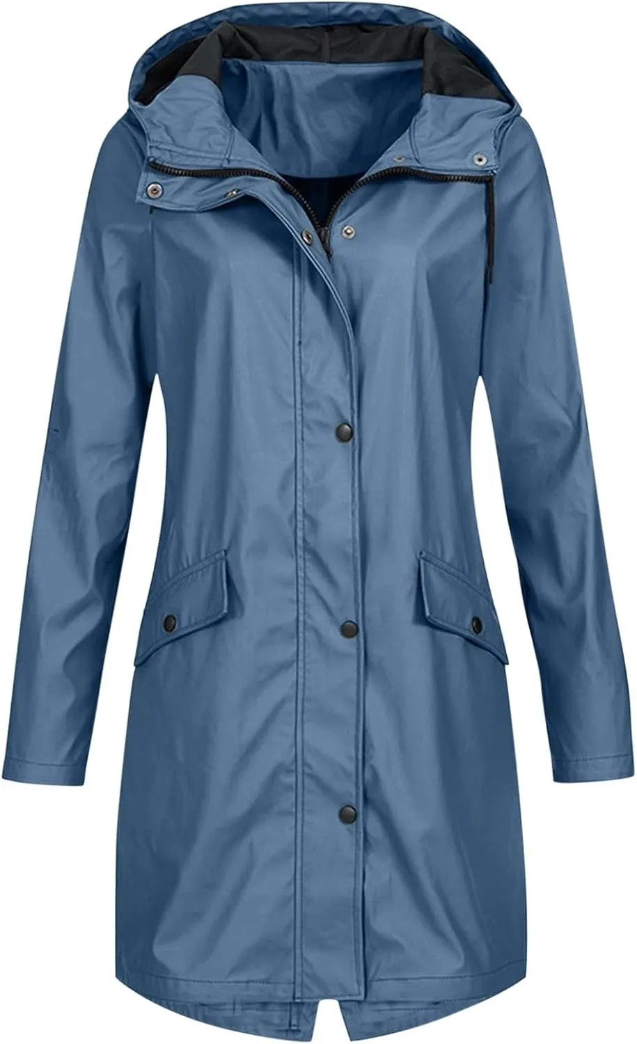 Trench Coat Women Fall Fashion 2024 Zip Up Casual Jacket Hooded Lightweight Windproof Mid Long Winter Outdoor Jackets