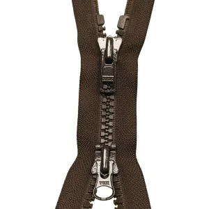 TWO WAY open end zip Plastic BROWN