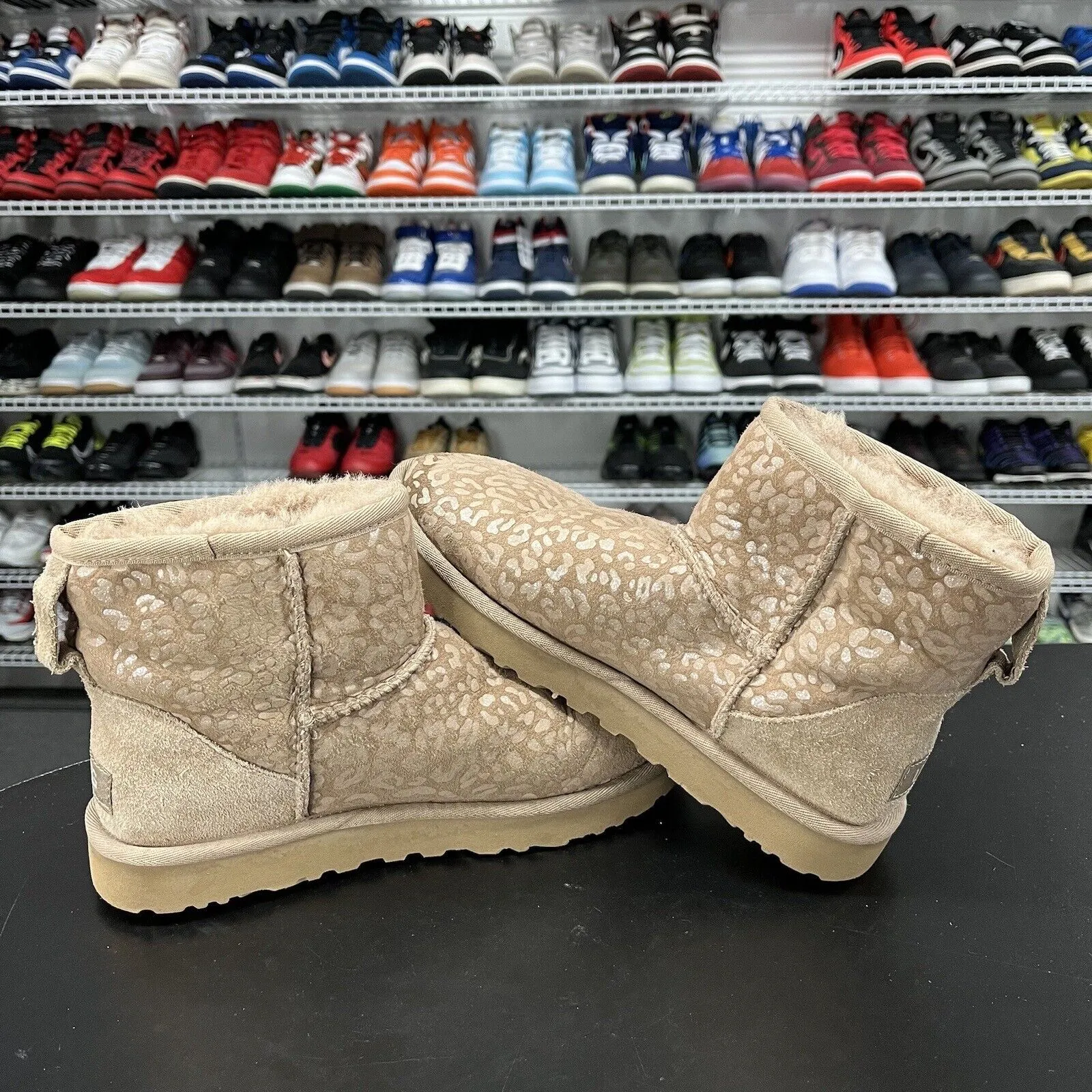 UGG Classic Mini Metallic Snow Leopard Chestnut Boot Size US 6