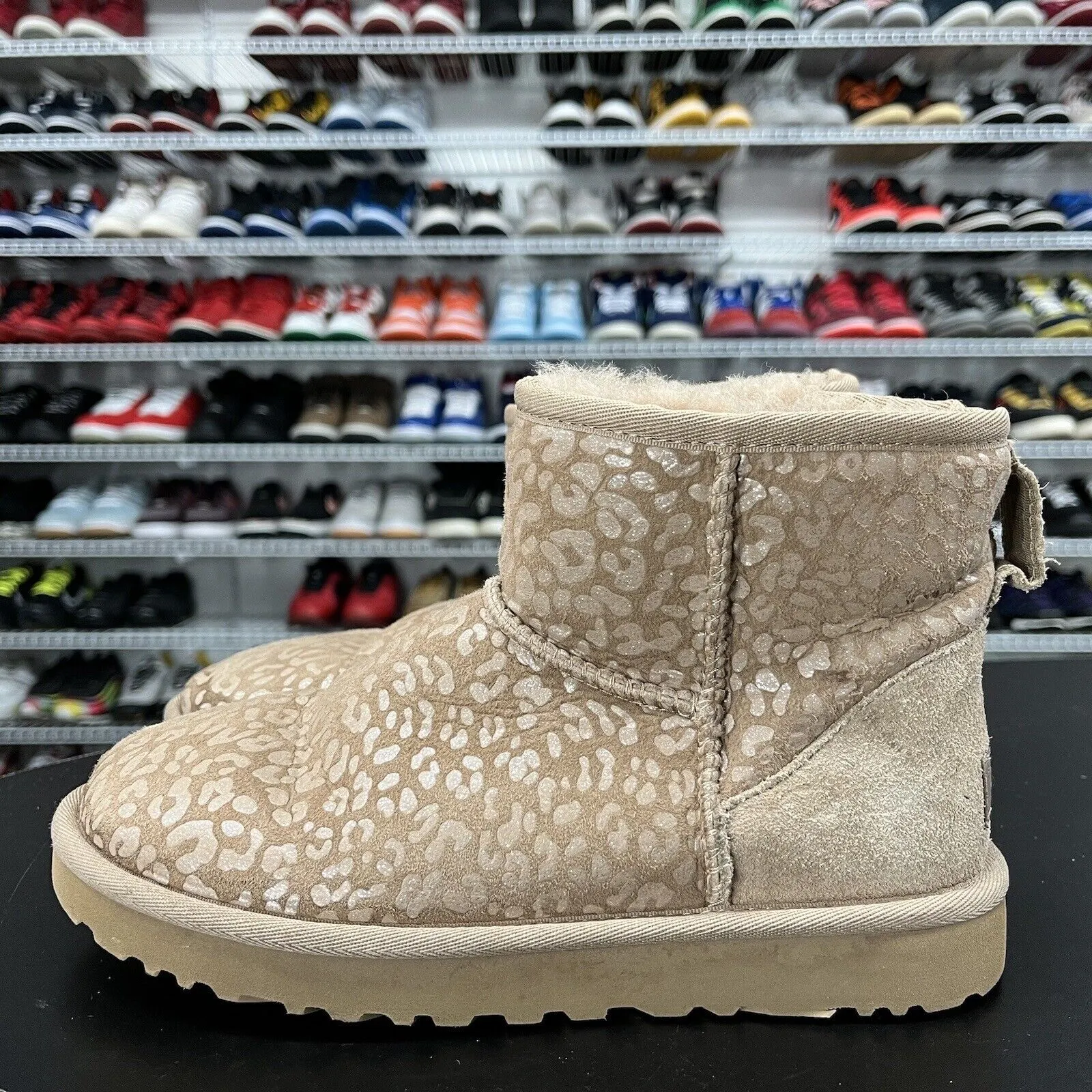 UGG Classic Mini Metallic Snow Leopard Chestnut Boot Size US 6
