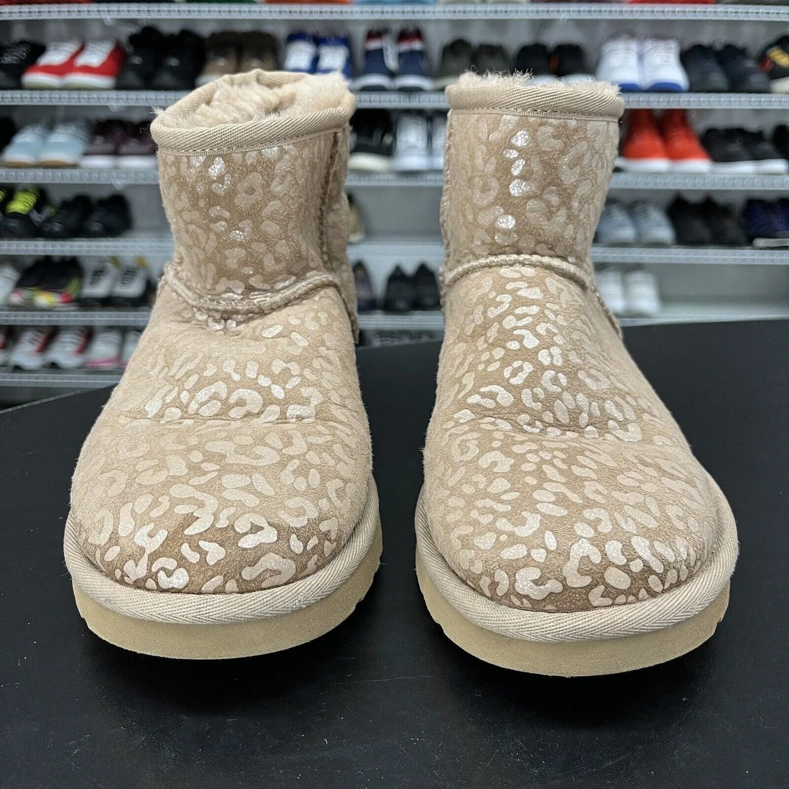 UGG Classic Mini Metallic Snow Leopard Chestnut Boot Size US 6