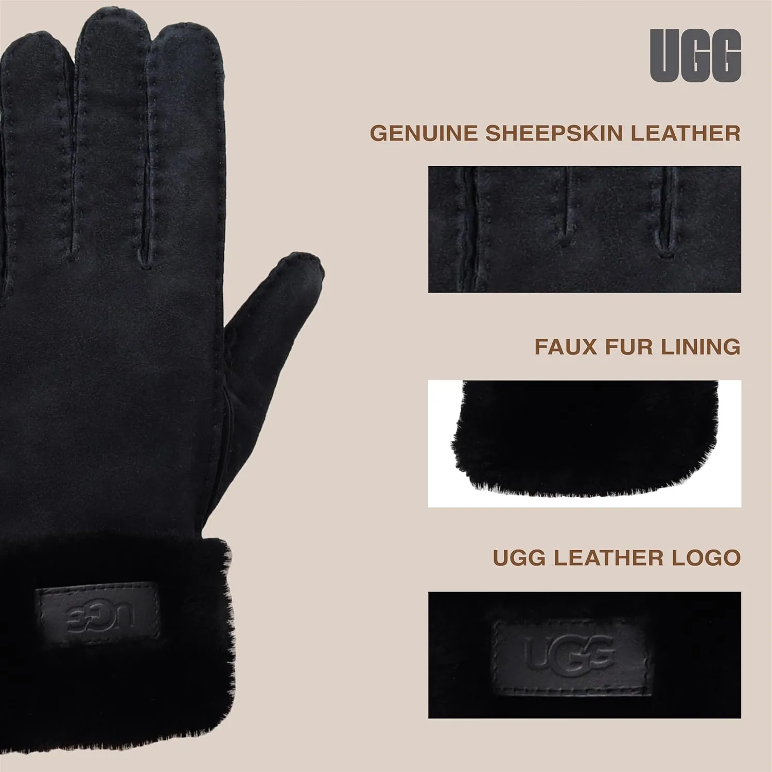 UGG womens Turn Cuff Water Resistant Sheepskin Gloves