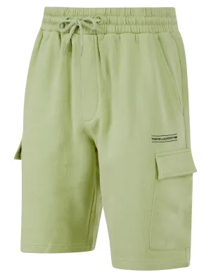 Valence Multi-Pocket Brushback Fleece Jogger Cargo Shorts in Sage Green - Tokyo Laundry