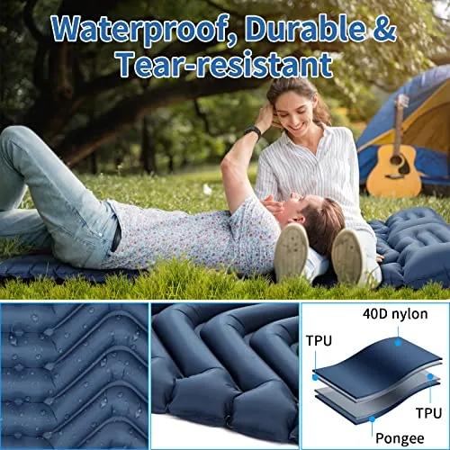 VECUKTY Double Camping Sleeping Pad, Upgraded Foot Press Inflatable