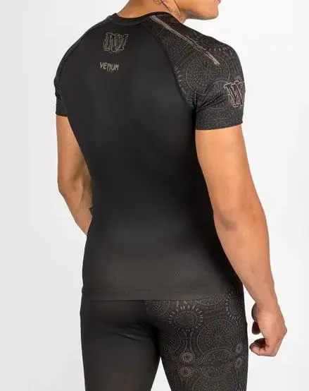 VENUM-04802-124 Santa Muerte Dark Side MMA Rashguard Short Sleeves Size M-XL Black Brown