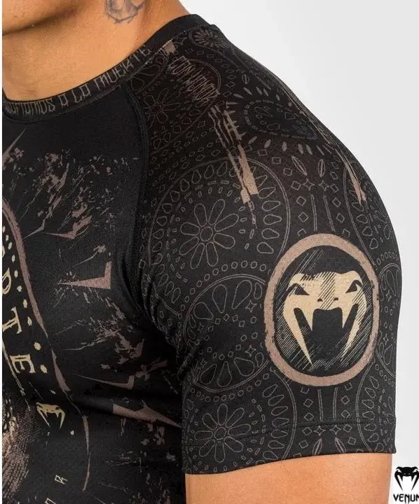 VENUM-04802-124 Santa Muerte Dark Side MMA Rashguard Short Sleeves Size M-XL Black Brown