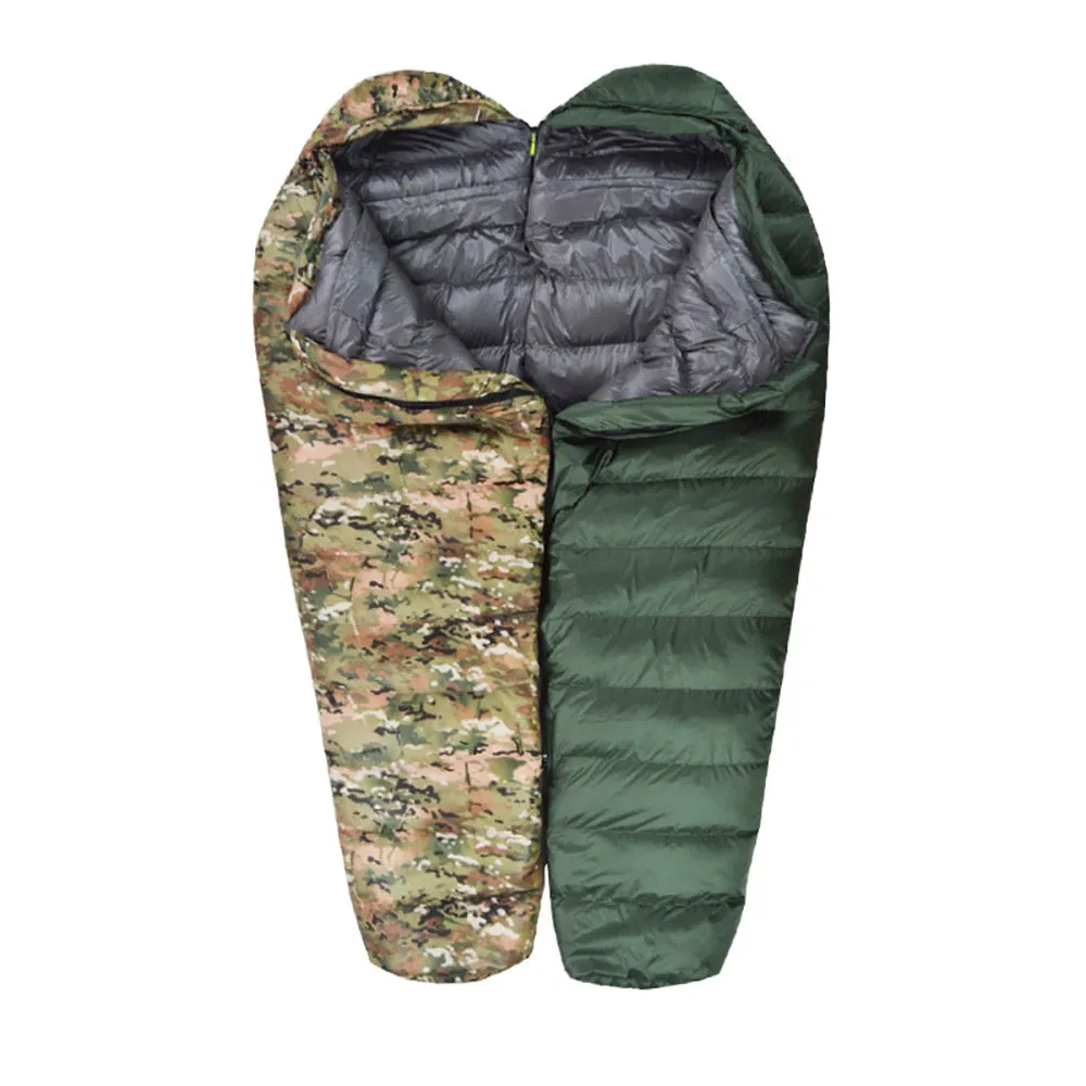 Warm White Duck Down Filled Adult Mummy Style Sleeping Bag