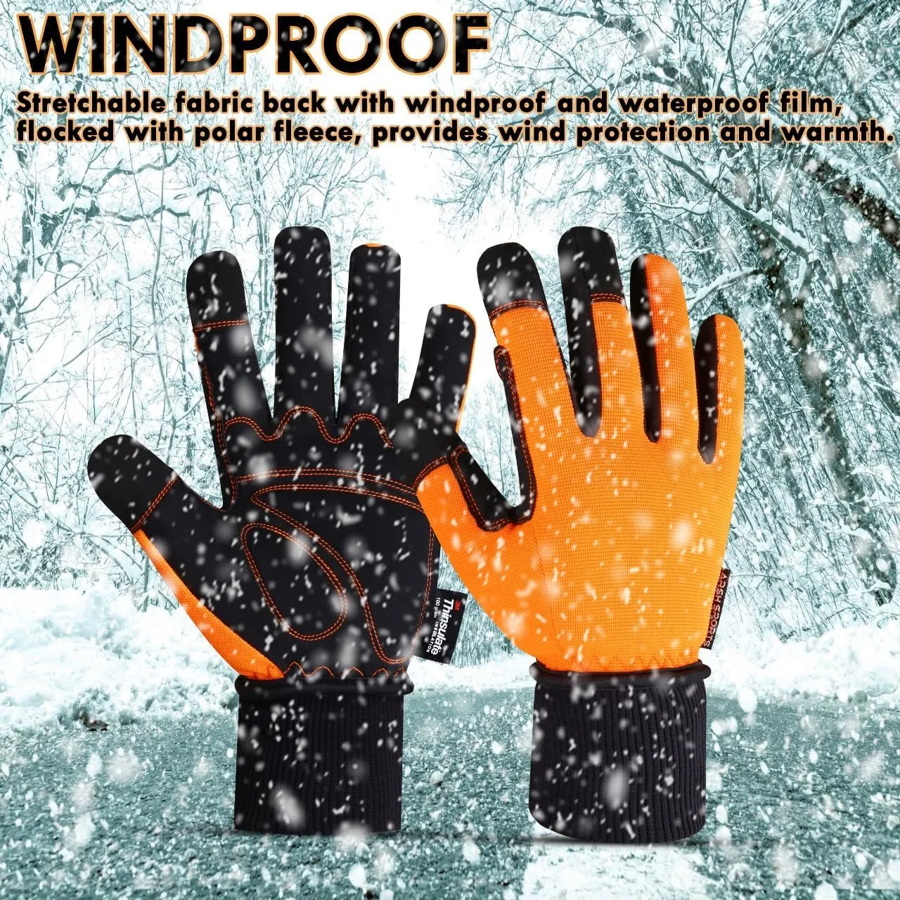 Waterproof Winter Gloves for Men/Women Warm Thermal 3M Thinsulate -20℉ Windproof Skiing Gloves with Touchscreen, Anti-Slip Thermal Lining Gloves for Cycling Skiing,Snowboarding