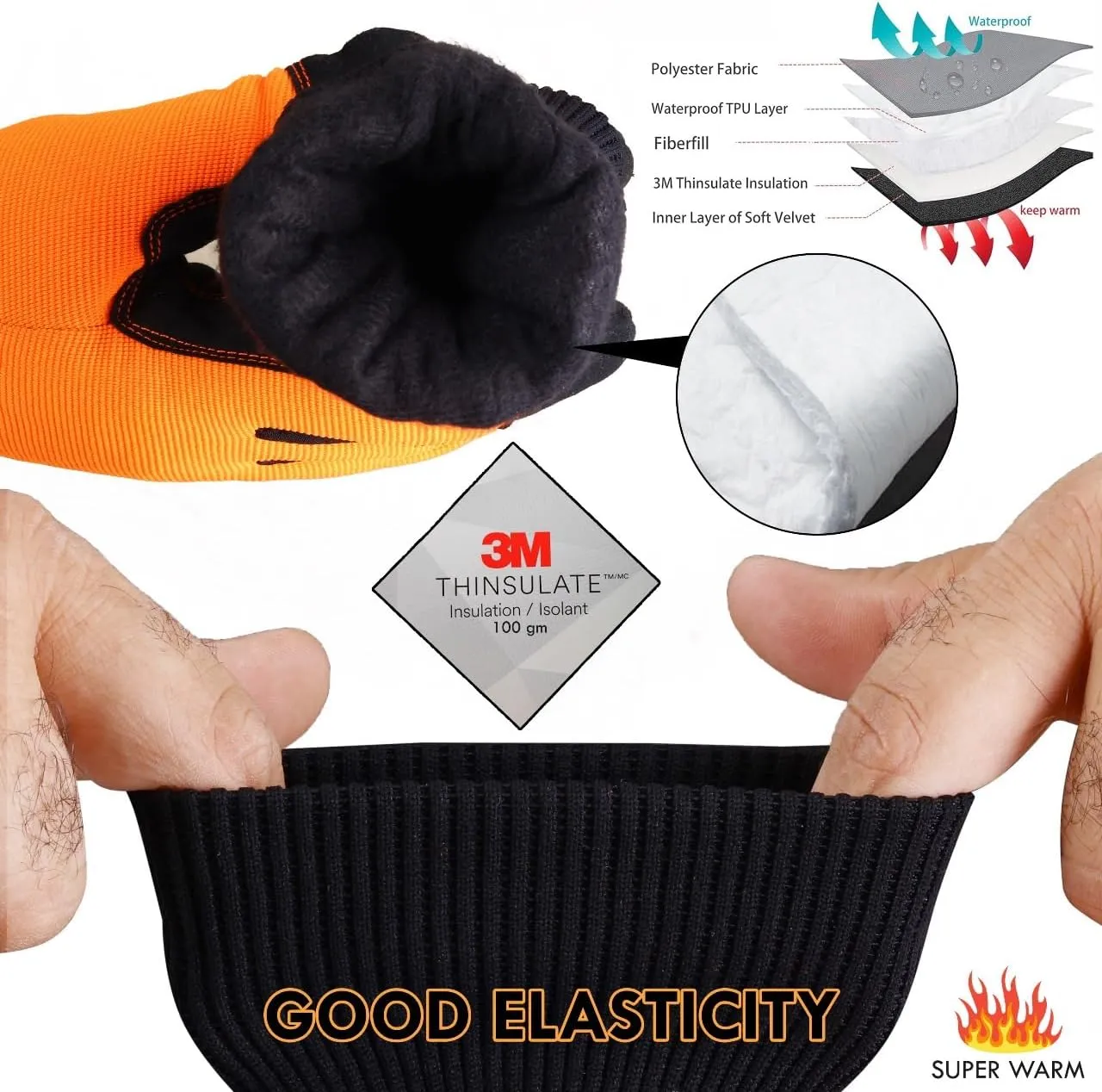 Waterproof Winter Gloves for Men/Women Warm Thermal 3M Thinsulate -20℉ Windproof Skiing Gloves with Touchscreen, Anti-Slip Thermal Lining Gloves for Cycling Skiing,Snowboarding