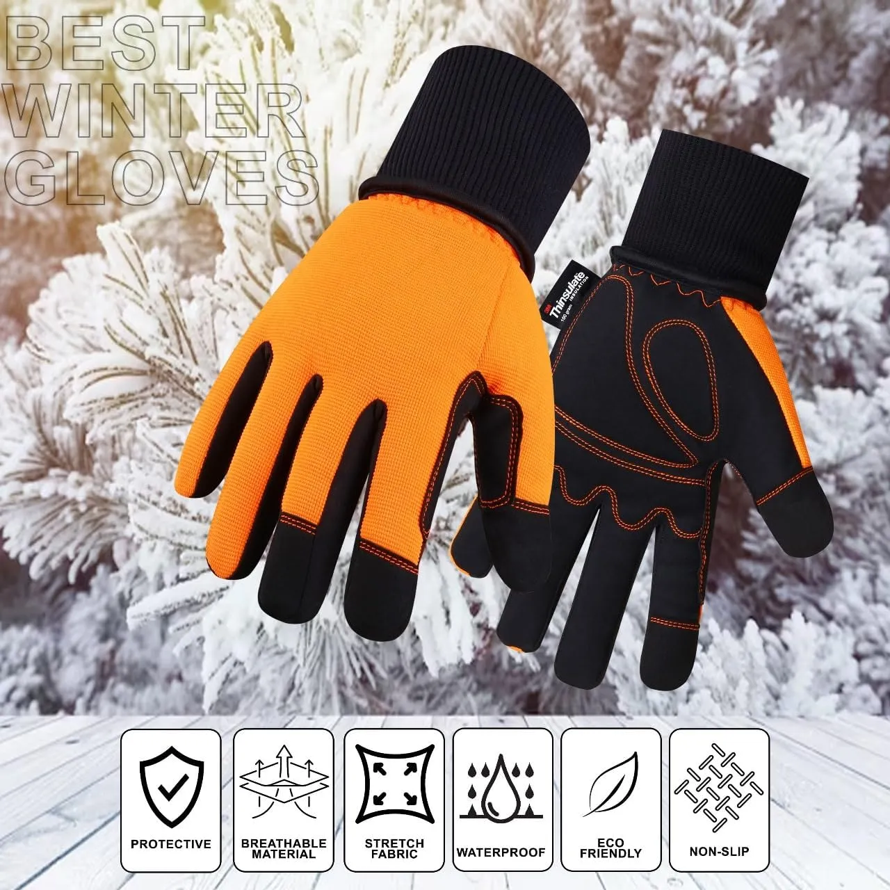 Waterproof Winter Gloves for Men/Women Warm Thermal 3M Thinsulate -20℉ Windproof Skiing Gloves with Touchscreen, Anti-Slip Thermal Lining Gloves for Cycling Skiing,Snowboarding