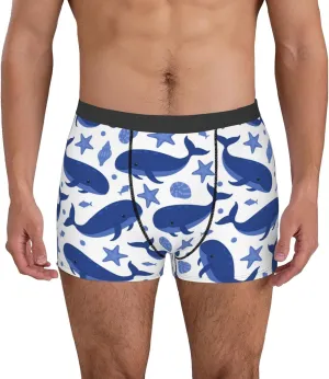 Whale Print Boxer Briefs For Men Breathable Underwear-