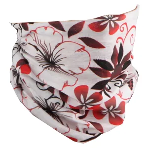 White With Red Flowers Seamless Face Mask Neck Gaiter