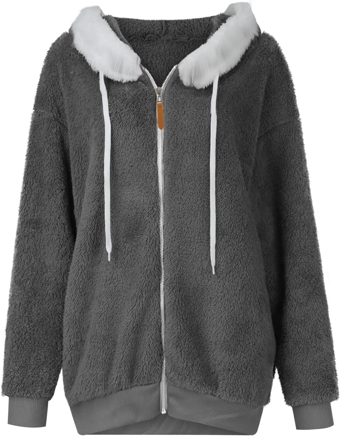 Winter Coat for Women Lightweight Fleece Plush Zipper Outerwear Hooded Sherpa Jacket Comfy Wool Coats with Pockets
