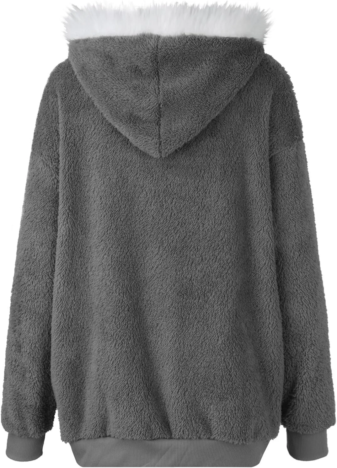 Winter Coat for Women Lightweight Fleece Plush Zipper Outerwear Hooded Sherpa Jacket Comfy Wool Coats with Pockets