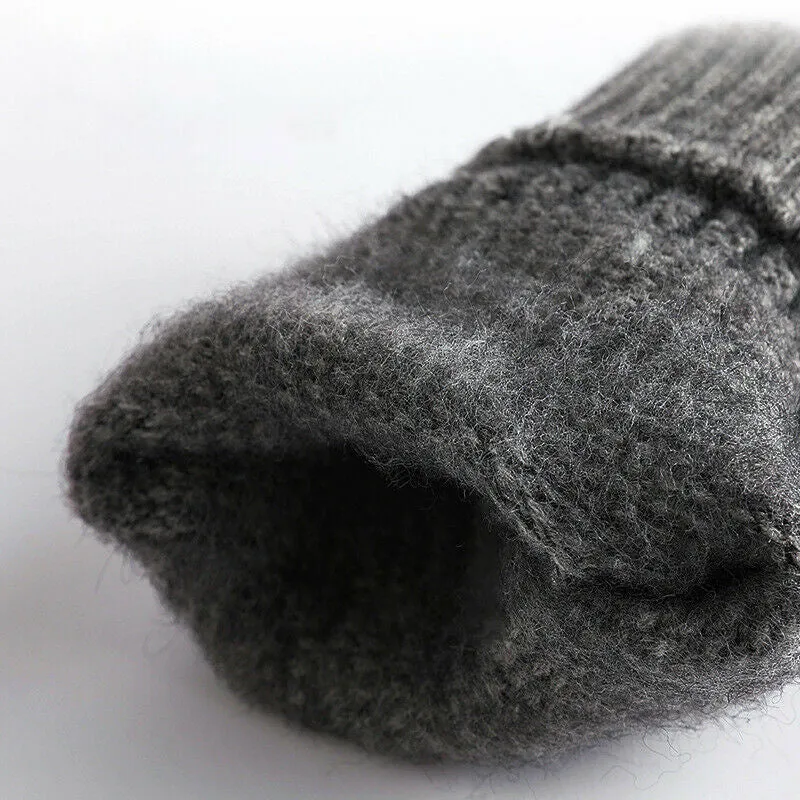 Winter Mens Warm Touch Screen Gloves Plush Thick Lined Thermal Knitted Gloves