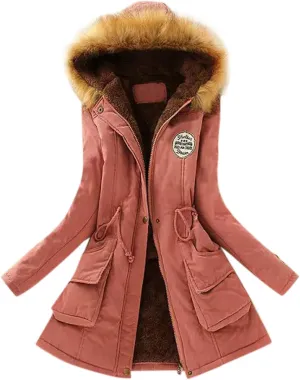 Winter Warm Thickened Women's Down Jackets Parkas Long Hooded Fur Lining Coats Windproof Snowproof Plain Outwear