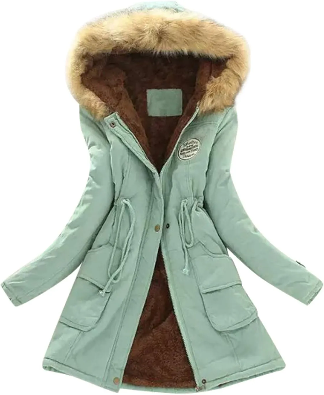 Winter Warm Thickened Women's Down Jackets Parkas Long Hooded Fur Lining Coats Windproof Snowproof Plain Outwear