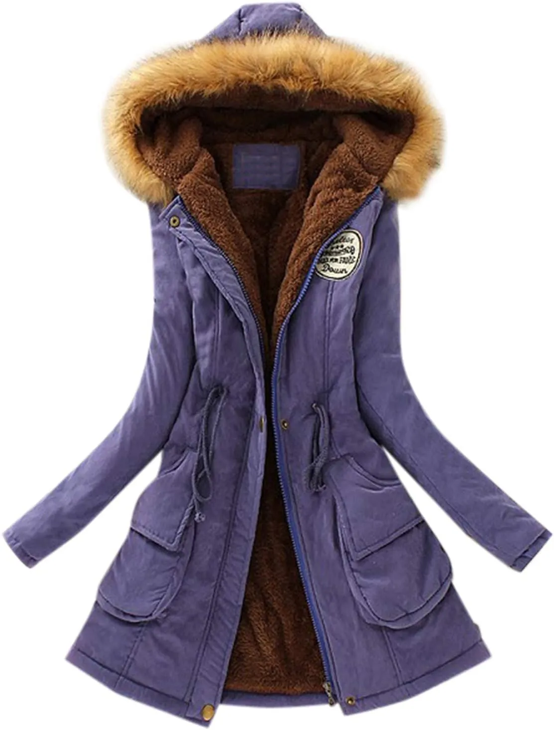 Winter Warm Thickened Women's Down Jackets Parkas Long Hooded Fur Lining Coats Windproof Snowproof Plain Outwear