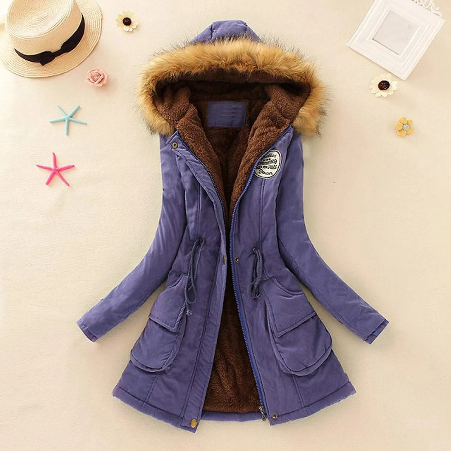 Winter Warm Thickened Women's Down Jackets Parkas Long Hooded Fur Lining Coats Windproof Snowproof Plain Outwear