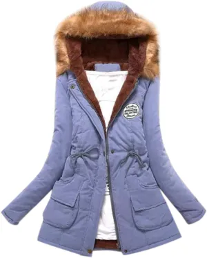 Winter Warm Thickened Women's Down Jackets Parkas Long Hooded Fur Lining Coats Windproof Snowproof Plain Outwear